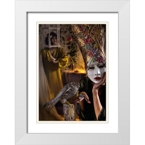 feeding White Modern Wood Framed Art Print with Double Matting by Ambra