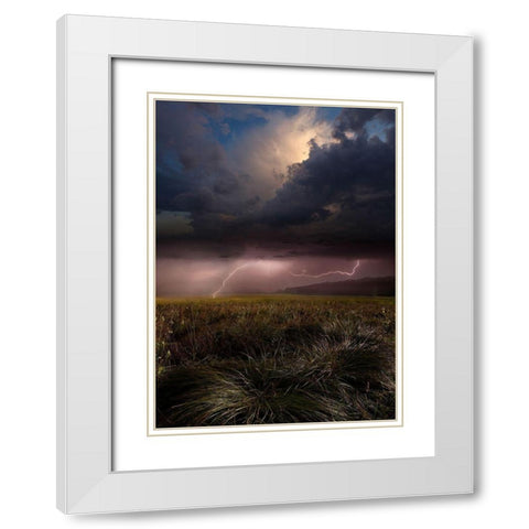 Summer Lights White Modern Wood Framed Art Print with Double Matting by Schumacher, Nicolas