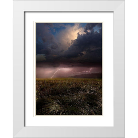 Summer Lights White Modern Wood Framed Art Print with Double Matting by Schumacher, Nicolas