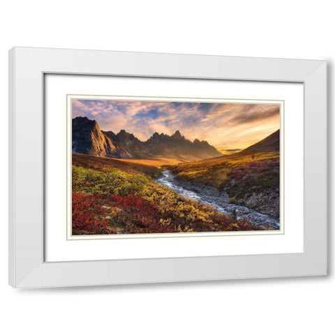 Mountain Paradise White Modern Wood Framed Art Print with Double Matting by Moore, Chris