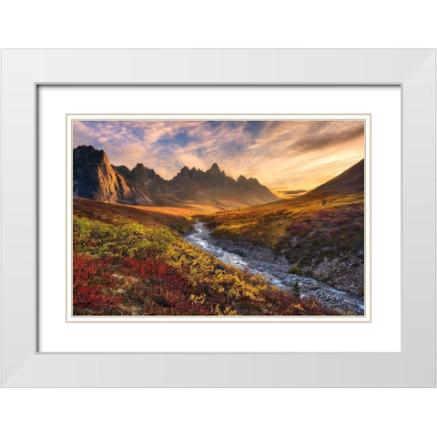 Mountain Paradise White Modern Wood Framed Art Print with Double Matting by Moore, Chris
