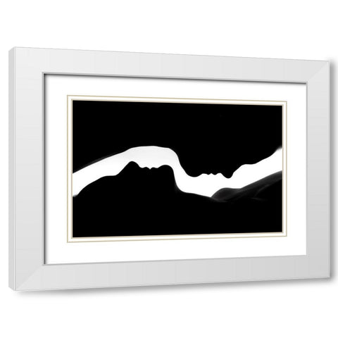 The Profiles of two Women White Modern Wood Framed Art Print with Double Matting by Lykke, Jan