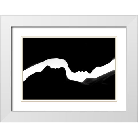 The Profiles of two Women White Modern Wood Framed Art Print with Double Matting by Lykke, Jan