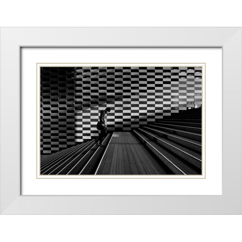 Stairs White Modern Wood Framed Art Print with Double Matting by Sugimoto, Koji