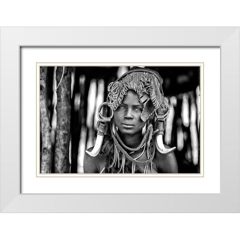 Mursi White Modern Wood Framed Art Print with Double Matting by Vidak, Vedran