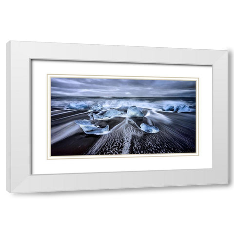 Blue Diamonds White Modern Wood Framed Art Print with Double Matting by M. Garcia, Jesus