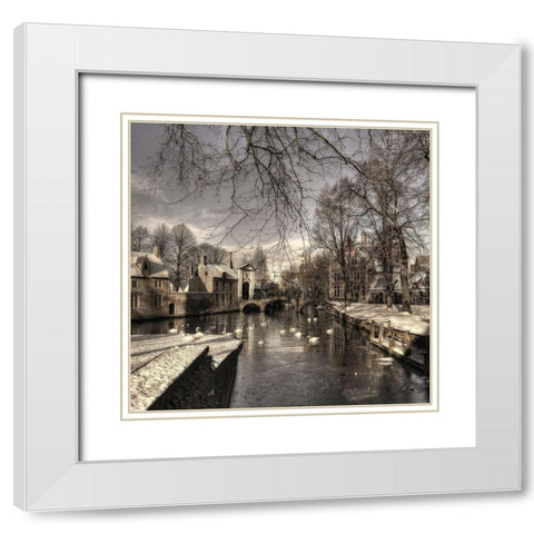 Bruges in Christmas dress White Modern Wood Framed Art Print with Double Matting by Depaepe, Yvette