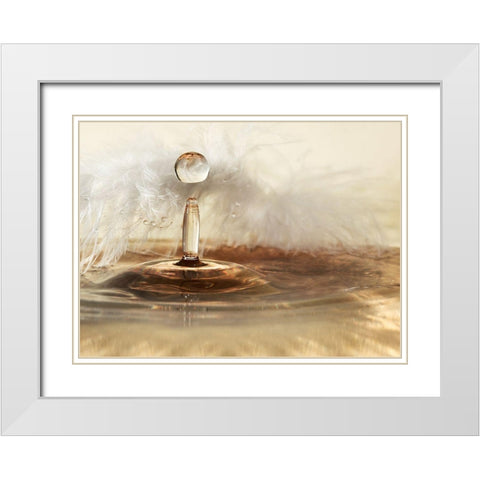 Golden featherdrops White Modern Wood Framed Art Print with Double Matting by Westum, Heidi