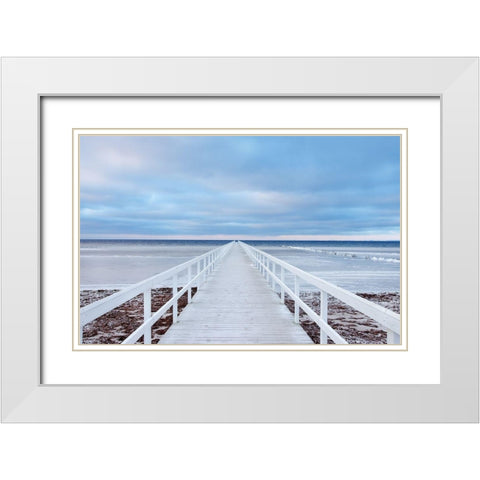 The bridge White Modern Wood Framed Art Print with Double Matting by Oleksinski, Jacek