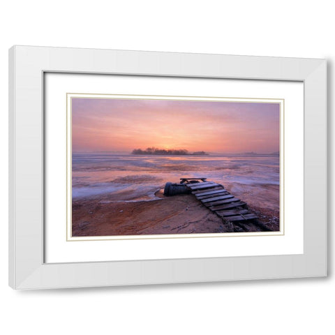 cold morning White Modern Wood Framed Art Print with Double Matting by Kruk, Przemyslaw