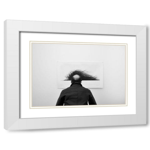 Wig White Modern Wood Framed Art Print with Double Matting by Pena, Jorge