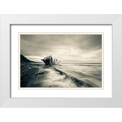Defeated By the Sea White Modern Wood Framed Art Print with Double Matting by Barandiaran, Inigo