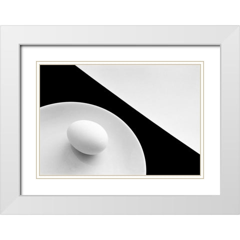 Still life with egg White Modern Wood Framed Art Print with Double Matting by Hrabinsky, Peter