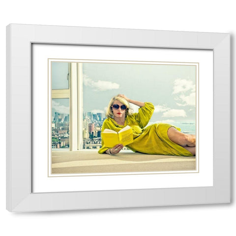 oxygene White Modern Wood Framed Art Print with Double Matting by Ambra