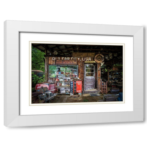 Old Car City White Modern Wood Framed Art Print with Double Matting by Mearman, Tony