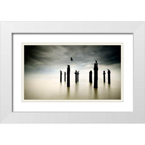 The Sentinels White Modern Wood Framed Art Print with Double Matting by Dias, Paulo