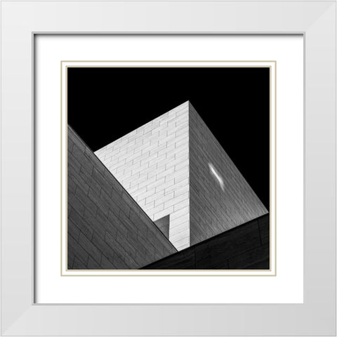 Triangles White Modern Wood Framed Art Print with Double Matting by Ghesquiere, Hilde