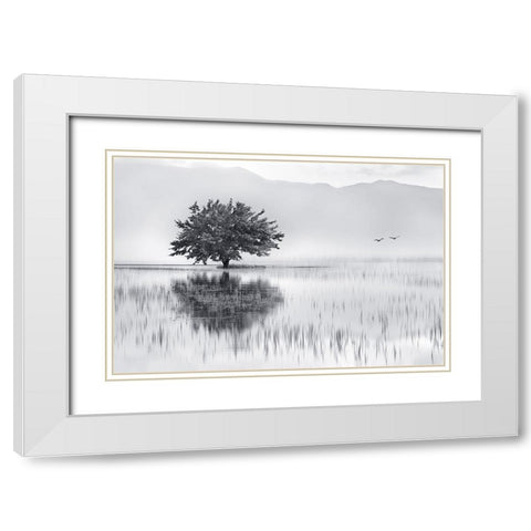 Spring Mirror White Modern Wood Framed Art Print with Double Matting by Kaimaki, Maria