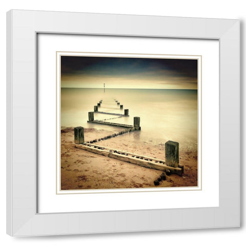 Beach Memories White Modern Wood Framed Art Print with Double Matting by Oates, Michael