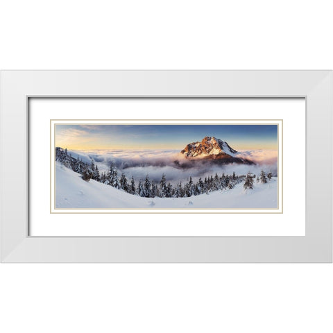 Golden Peak White Modern Wood Framed Art Print with Double Matting by Sereda, Tomas