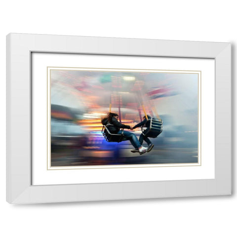 La Giostra White Modern Wood Framed Art Print with Double Matting by Della Latta, Massimo