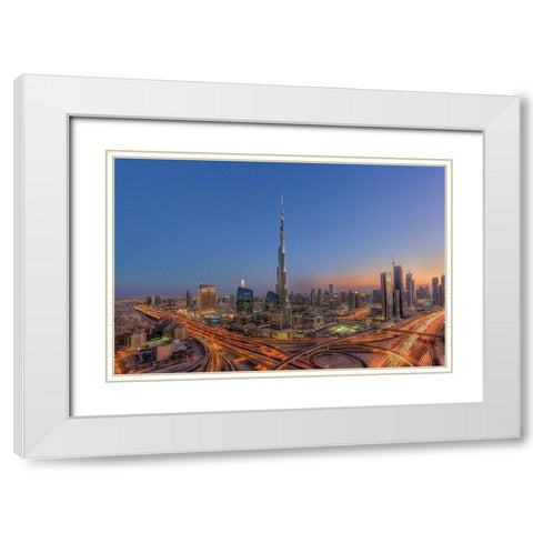 The Amazing Burj Khalifah White Modern Wood Framed Art Print with Double Matting by Rustam, Mohammad