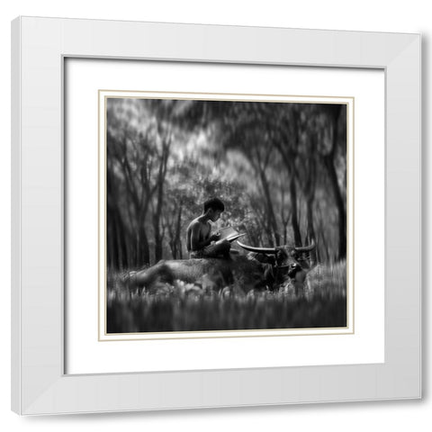 Learn Spirit White Modern Wood Framed Art Print with Double Matting by Bunjamin (Abe), Antonyus