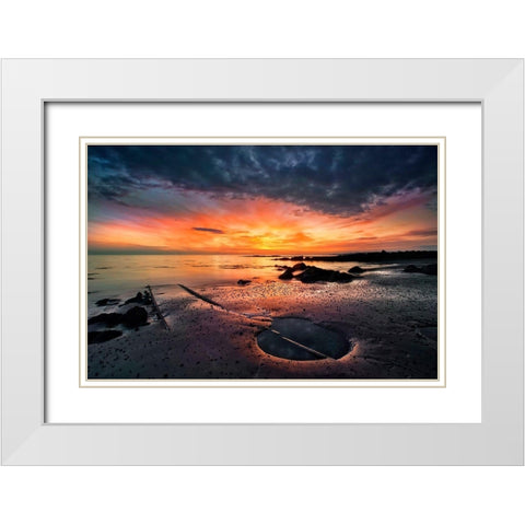 Into the Sunset White Modern Wood Framed Art Print with Double Matting by H. Ingibergsson, Porsteinn