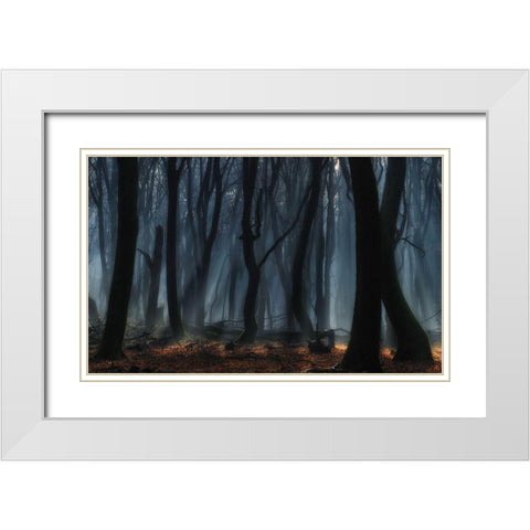 Dancing trees White Modern Wood Framed Art Print with Double Matting by Paul Kraaij, Jan