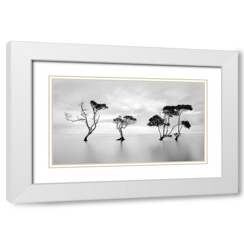 Drowning Not Waving White Modern Wood Framed Art Print with Double Matting by Fudge, Steven