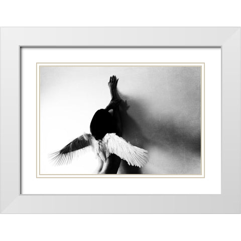not fly White Modern Wood Framed Art Print with Double Matting by Ikeda, Keisuke