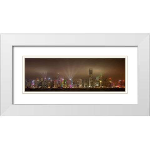 Hong Kong Island White Modern Wood Framed Art Print with Double Matting by Murphy, Daniel