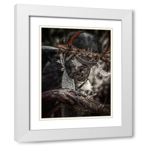 dani: to make fire White Modern Wood Framed Art Print with Double Matting by Stranak, Pavol