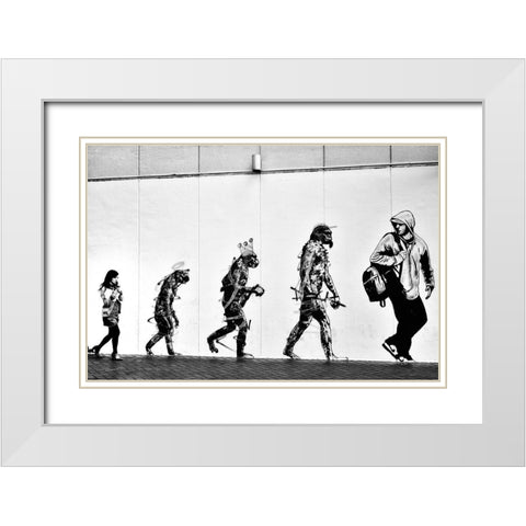Evolution White Modern Wood Framed Art Print with Double Matting by Suzuki, Tatsuo