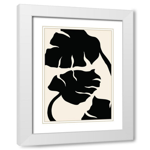 Monstera Black White Modern Wood Framed Art Print with Double Matting by Artographie Studio