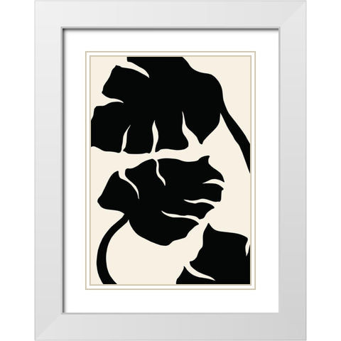 Monstera Black White Modern Wood Framed Art Print with Double Matting by Artographie Studio
