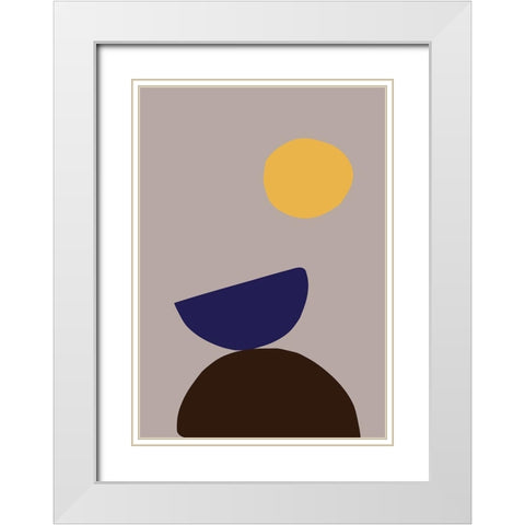 Organic Shapes 07 White Modern Wood Framed Art Print with Double Matting by Artographie Studio