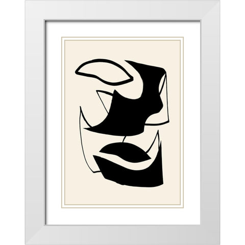 Shape 07 White Modern Wood Framed Art Print with Double Matting by Artographie Studio