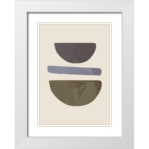 Collage 02 Beige White Modern Wood Framed Art Print with Double Matting by Artographie Studio