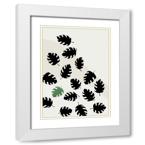 Monstera Cut Out White Modern Wood Framed Art Print with Double Matting by Artographie Studio