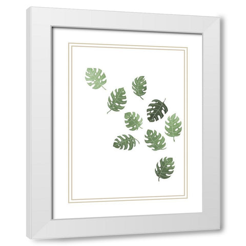 Monstera Multiples 01 White Modern Wood Framed Art Print with Double Matting by Artographie Studio