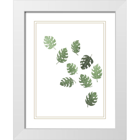 Monstera Multiples 01 White Modern Wood Framed Art Print with Double Matting by Artographie Studio