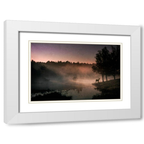Steamy water White Modern Wood Framed Art Print with Double Matting by Schuurmans, Wim