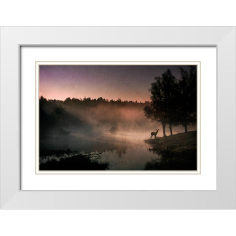 Steamy water White Modern Wood Framed Art Print with Double Matting by Schuurmans, Wim