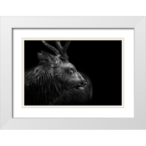 Looking back White Modern Wood Framed Art Print with Double Matting by Itoyama, Eiji