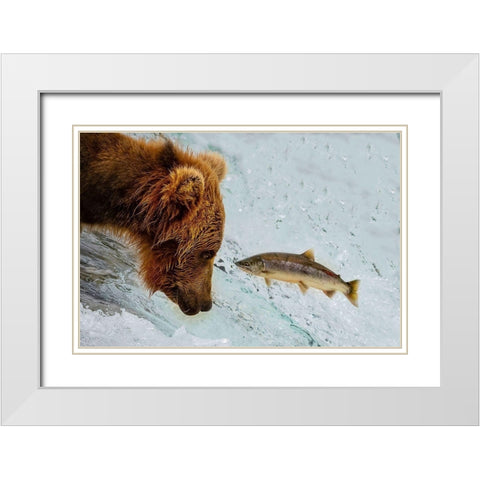 Eye to Eye White Modern Wood Framed Art Print with Double Matting by Tao, Liwen