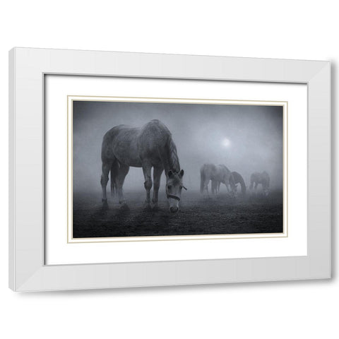 Moonlit White Modern Wood Framed Art Print with Double Matting by Malach, Samuel