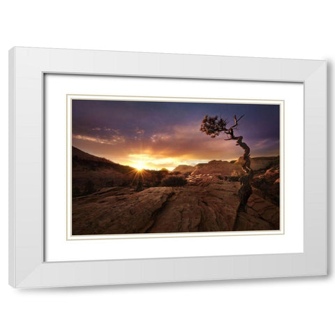 Distorted White Modern Wood Framed Art Print with Double Matting by Vecernik, Mirko