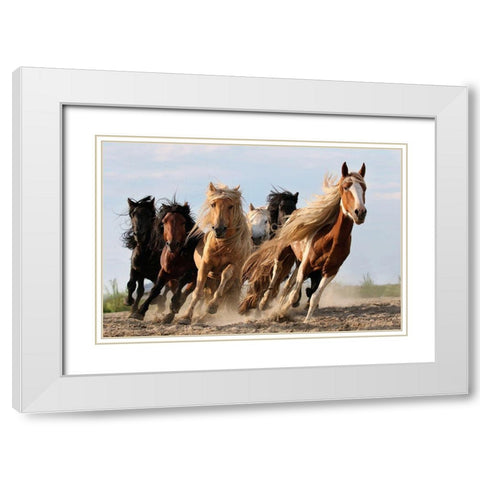 Lucky Six White Modern Wood Framed Art Print with Double Matting by Wong, Adam