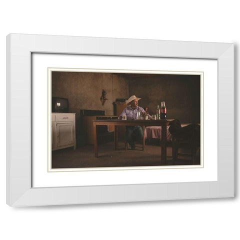 El Descanso White Modern Wood Framed Art Print with Double Matting by Bruno, Giacomo